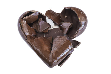 broken heart/broken chocolate heart isolated on a white background