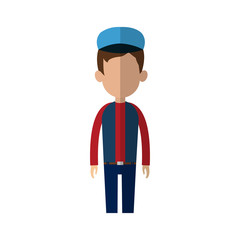 man wearing a blue cap over white background. colorful design. vector illustration