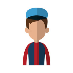 man wearing a blue cap over white background. colorful design. vector illustration