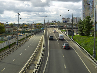 Третье транспортное кольцо в районе железнодорожной  станции метро Беговая. Москва © Катерина