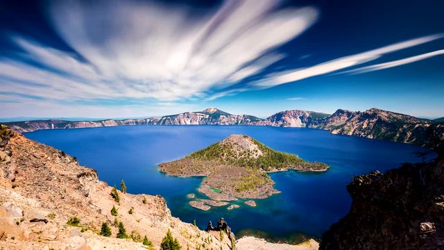 Daytime Long exposure with a ND filter at Crater lake National Park, Oregon with some interesting clouds in motion.