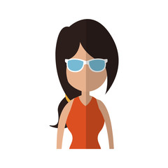 woman wearing sunglasses cartoon icon over white background. colorful design. vector illustration