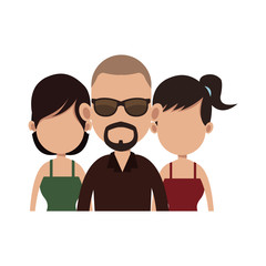 group of young people over white background. colorful design. vector illustration