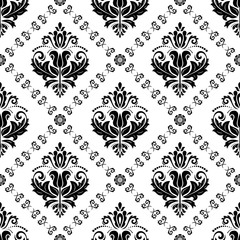 Fototapeta premium Classic seamless vector black and white pattern. Traditional orient ornament. Classic vintage background