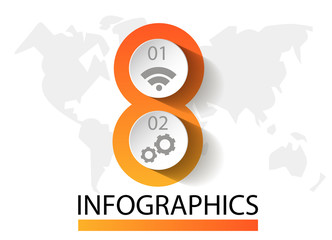 Infographics circular vector banner of 2 steps. Vector pattern of balls, bubbles for business presentations, design, education