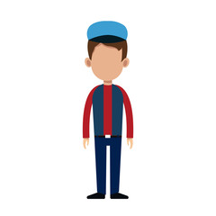 man wearing a blue cap over white background. colorful design. vector illustration