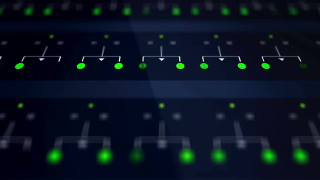 Closeup of Network Server Farm Lights Blinking