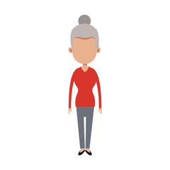 old woman cartoon icon over white background. colorful design. vector illustration