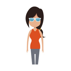 woman wearing sunglasses cartoon icon over white background. colorful design. vector illustration