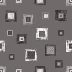 Seamless vector geometrical pattern with rhombus, squares, rectangles endless background with hand drawn textured geometric figures. Pastel Graphic illustration Template for wrapping, web backgrounds