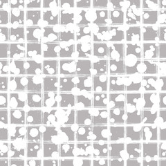 Vector seamless pattern, black and white tile with inc splash, blots, smudge and brush strokes. Grunge endless template for web background, prints, wallpaper, surface, wrapping,