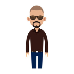 man wearing sunglasses over white background. colorful design. vector illustration