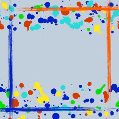 Vector drawn background. Grunge yellow template with splash, spray attrition, cracks. Old style vintage design. Graphic illustration.