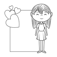 woman character romantic card vector illustration design