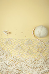 Flat lay on knitting and needlework