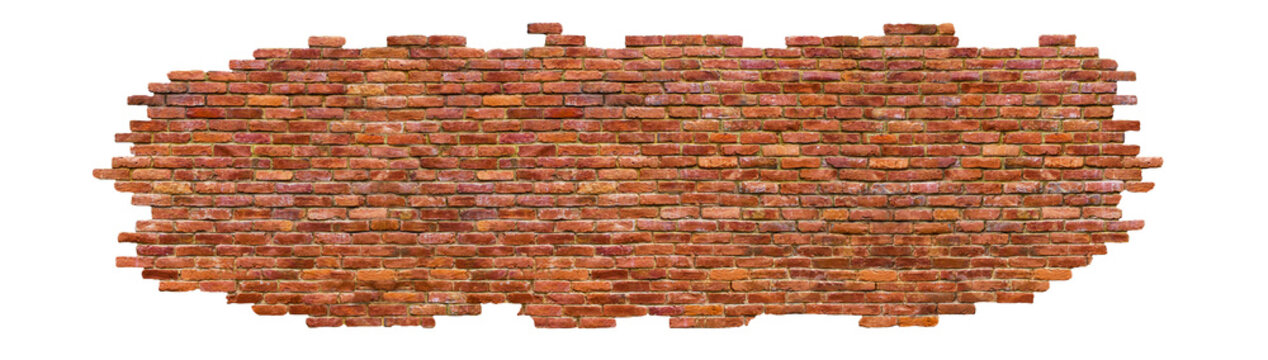 Fototapeta part of a brick wall, isolated on white background