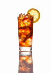 Drink with ice and slice of lemon