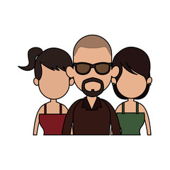 three people cartoon  icon image vector illustration design