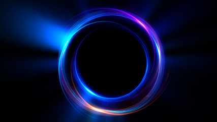 Abstract neon background. Shine swirling. Glowing spiral cover. .Bubbles elegant. Halo around. Power sparks data particle..Space tunnel. Glossy jellyfish. LED color ellipse. Glint glitter beam tech