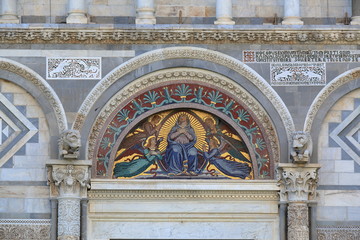 Mosaic icon with Virgin Mary and Angels. Pisa Cathedral, Italy