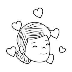 beautiful woman with hearts love avatar character vector illustration design