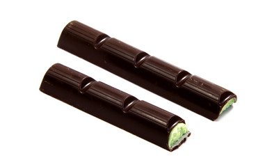Chocolate candies isolated on white background.