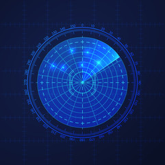 HUD interface element vector round radar. Vector template background