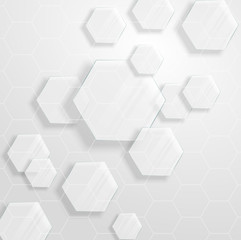 Glass hexagons randomly arranged background