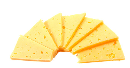 cheese slices isolated on white background cutout