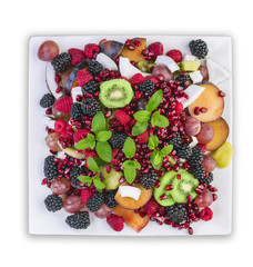 Fruit salad isolated on white background