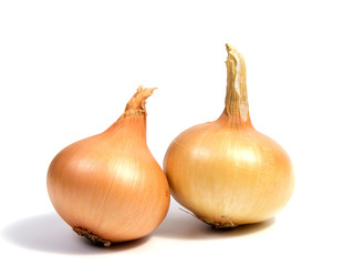 Young fresh onion isolated on a white background.
