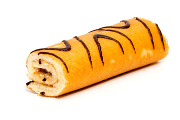 biscuit Swiss roll isolated on white background