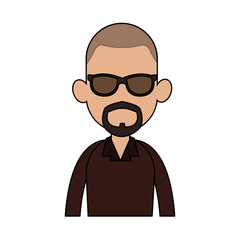 man with sunglasses and beard cartoon icon image vector illustration design