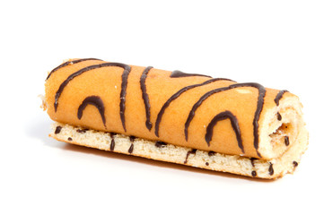 biscuit Swiss roll isolated on white background