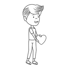 romantic man character with heart gift vector illustration design