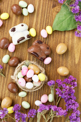 Fototapeta na wymiar Easter candy in the nest 
