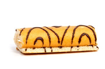 biscuit Swiss roll isolated on white background