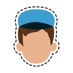 faceless man with blue baseball cap cartoon icon image vector illustration design