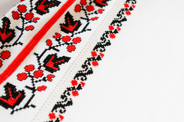Slavic red and black embroidery by cross-stitch.