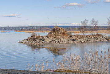 Bonfire by the lake Vanern in winter