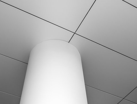 column and ceiling. finishing aluminum panels in modern construction