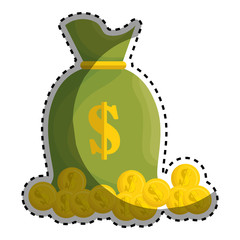 money bag with coins icon vector illustration design