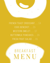 Vector fried egg and toast. Breakfast menu design