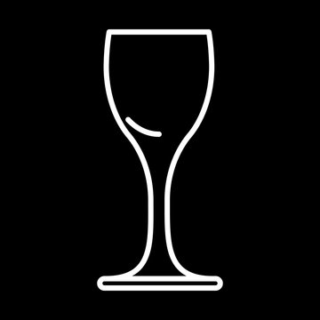 icon of drink glass vodka white contour on black background of vector illustration
