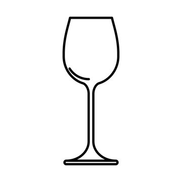 Icon wine glass black contour on white background of vector illustration