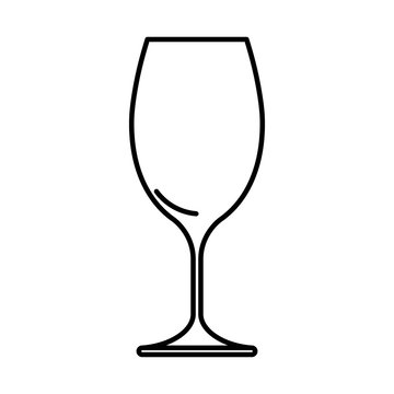 Icon wine glass black contour on white background of vector illustration