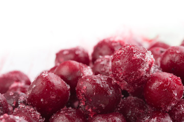 frozen berries red cherrys, macro