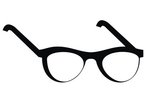 glasses, black frame, vector icon