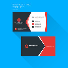 Corporate business card print template. Personal visiting card with company logo. Clean flat stationery design. Vector Illustration
