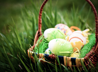 easter background with eggs